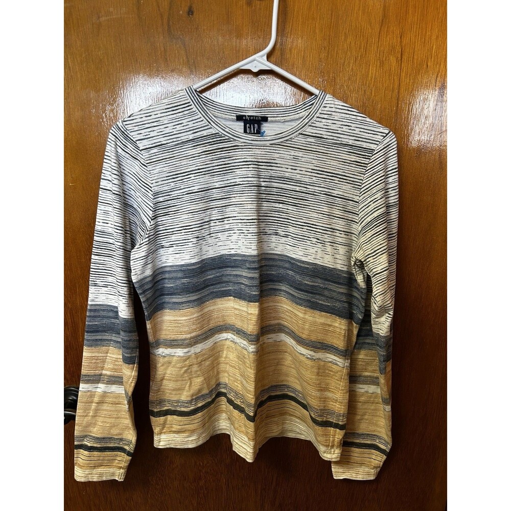 GAP Stretch Women’s Striped Long Sleeve Top Size Large Neutral Capsule Normcore